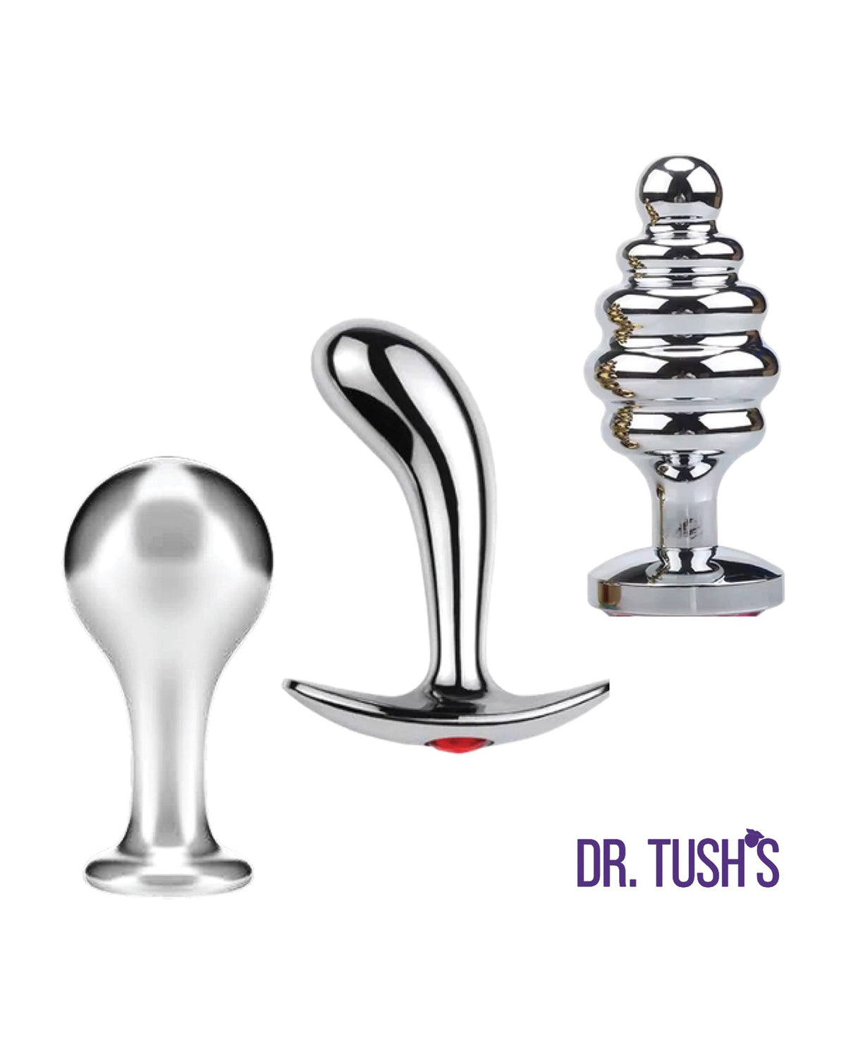 Set de trei pluguri anale mici, complet metalice, Dr. Tush Tools of Temptation, cu finisaj lustruit