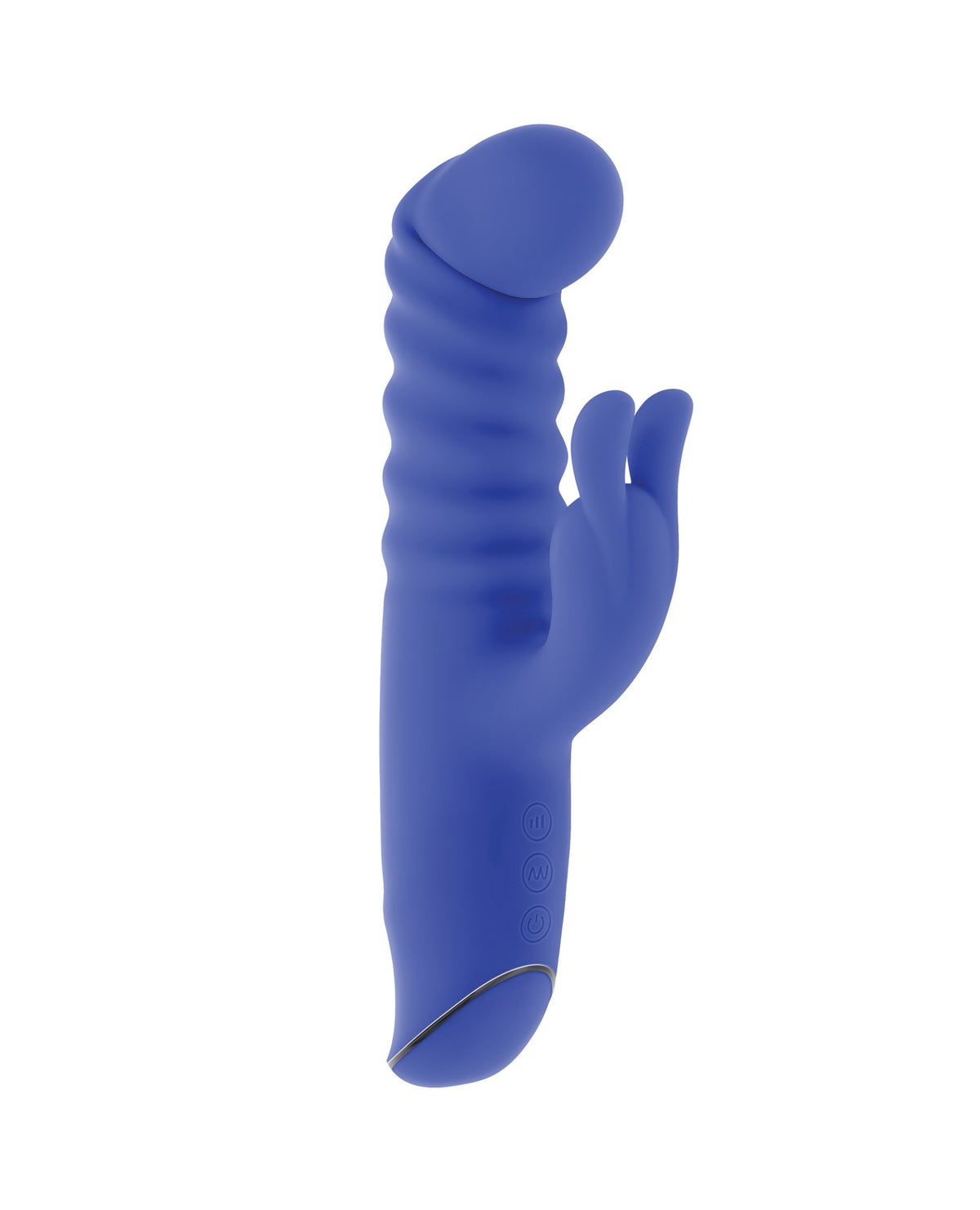 Evolved Knock Knock Blue Rabbit Vibrator With Ribbed Shaft And Dual Power