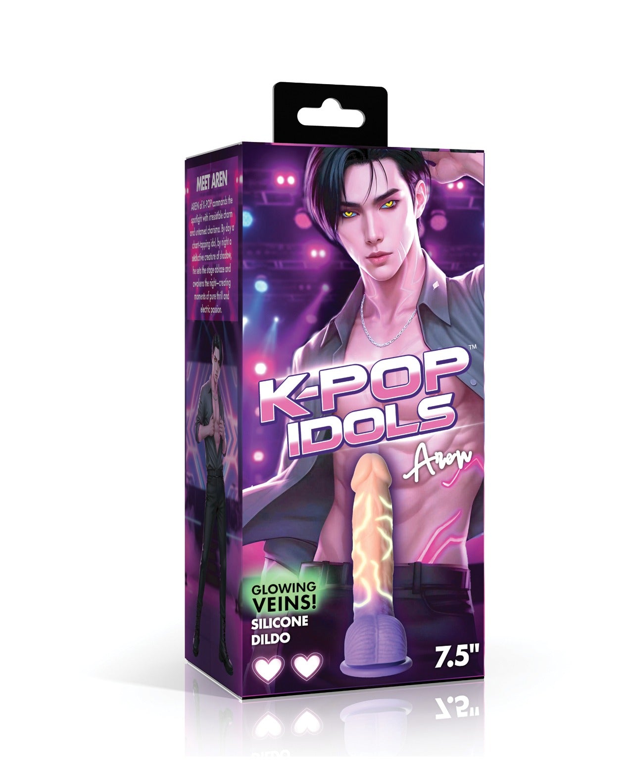 Dildo din silicon K Pop Idol Aren, cu design cu două bile, jucărie pentru adulți