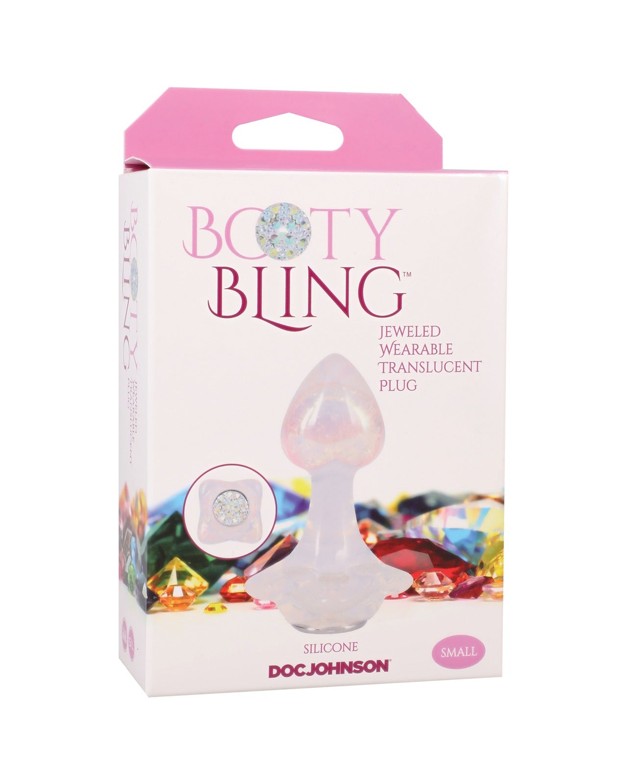 Plug anale in silicone traslucido ingioiellato Booty Bling con base in cristallo
