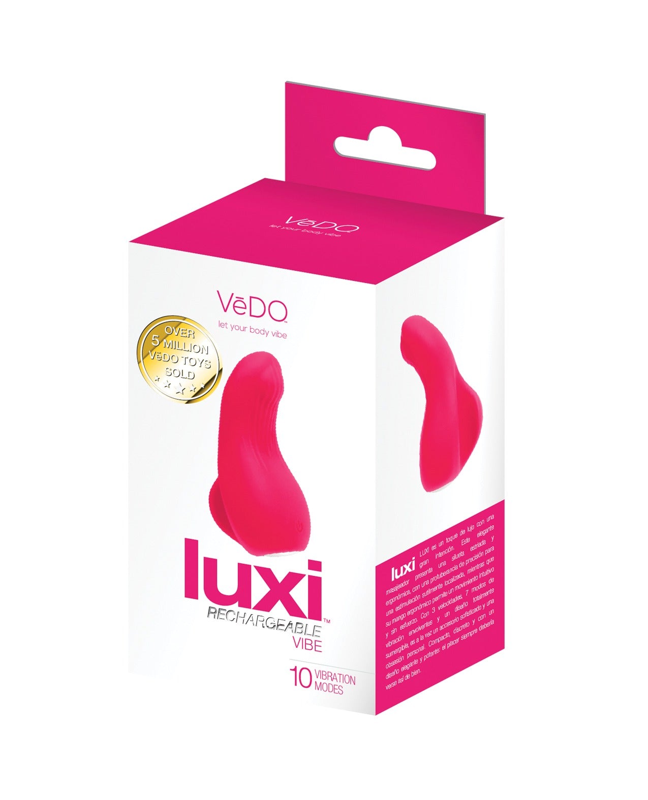 Masajeador de clítoris recargable y sumergible VeDo Luxi, vibrador rosa