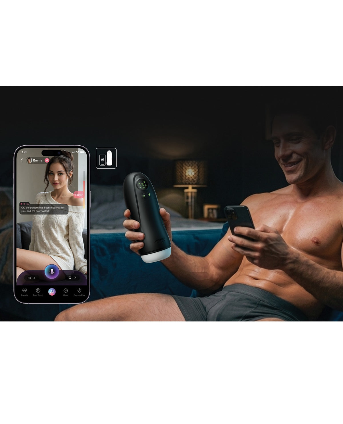 Kai Pro App Controlled Heating Sucking Male Masturbator