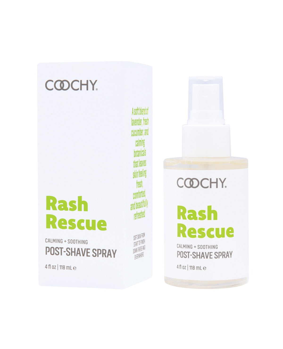 Coochy spray po goleniu, kojąca mgiełka łagodząca zaczerwienienia, botaniczny, 4 Oz