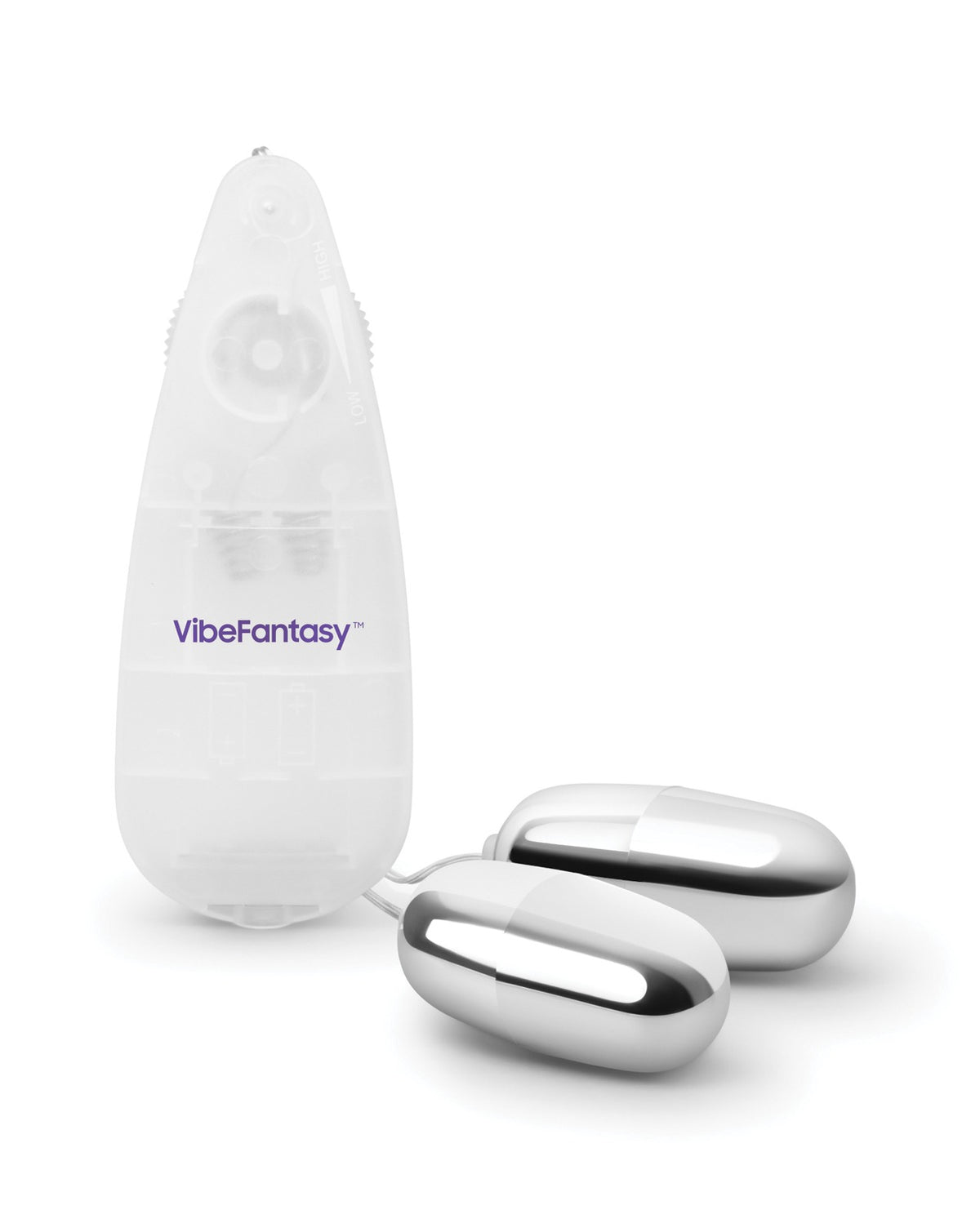 Vibe Fantasy Double Silver Bullet Vibrator with Remote Control for Couples