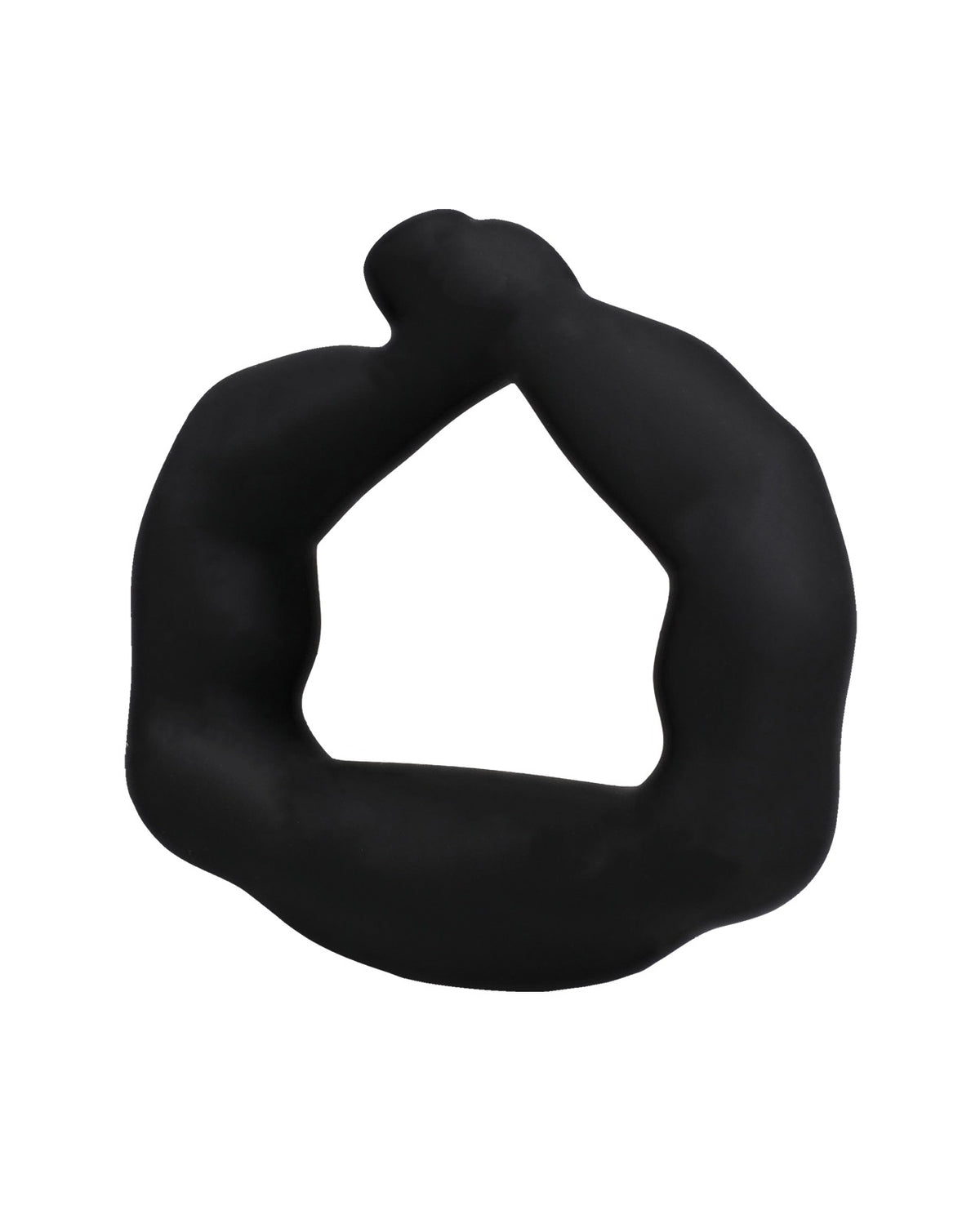Inel penian din silicon negru TitanMen Muscle Bound, cu adâncitură conturată pentru perineu