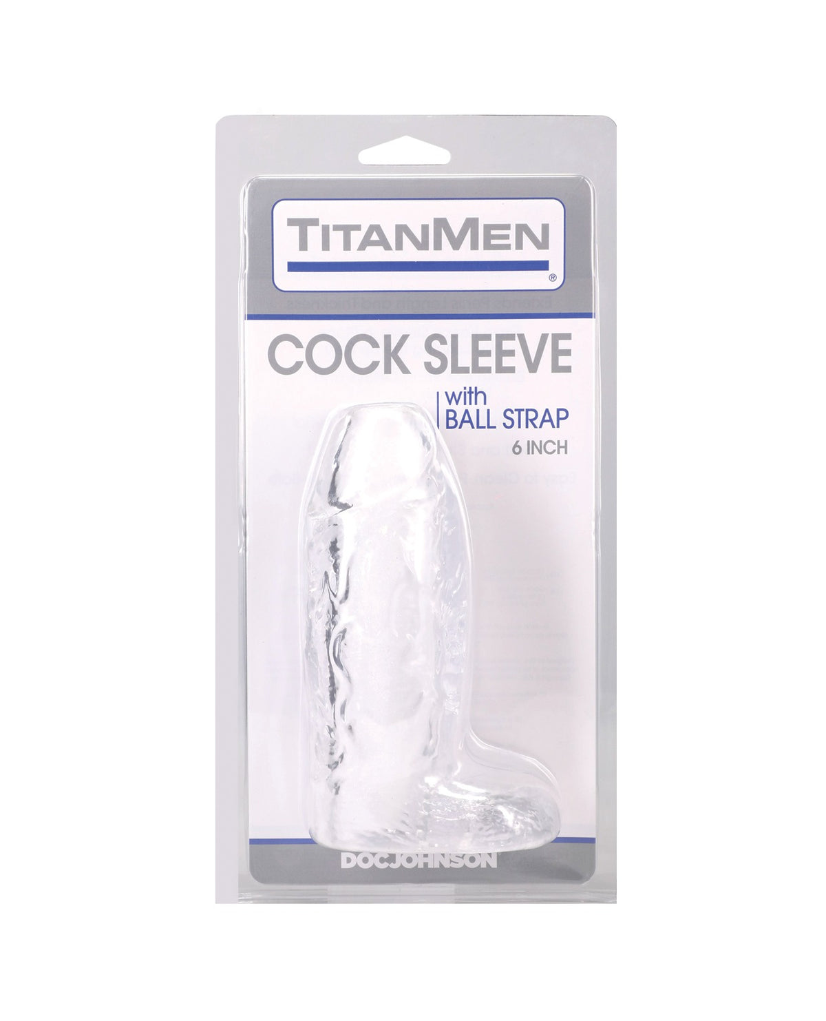 Funda transparente para pene TitanMen de 6 pulgadas con correa para los testículos, para aumentar el grosor y la longitud