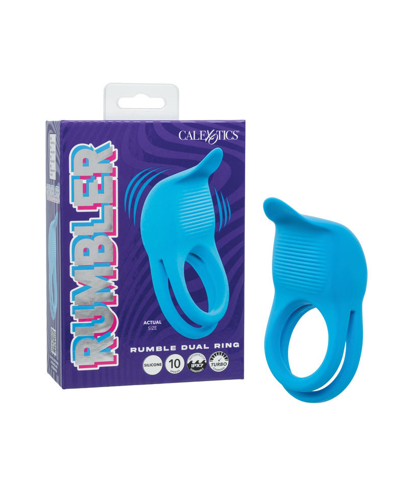 Cargue la imagen en el visor de la galería, Anillo doble Rumbler Rumble con vibración recargable y estimulador para parejas
