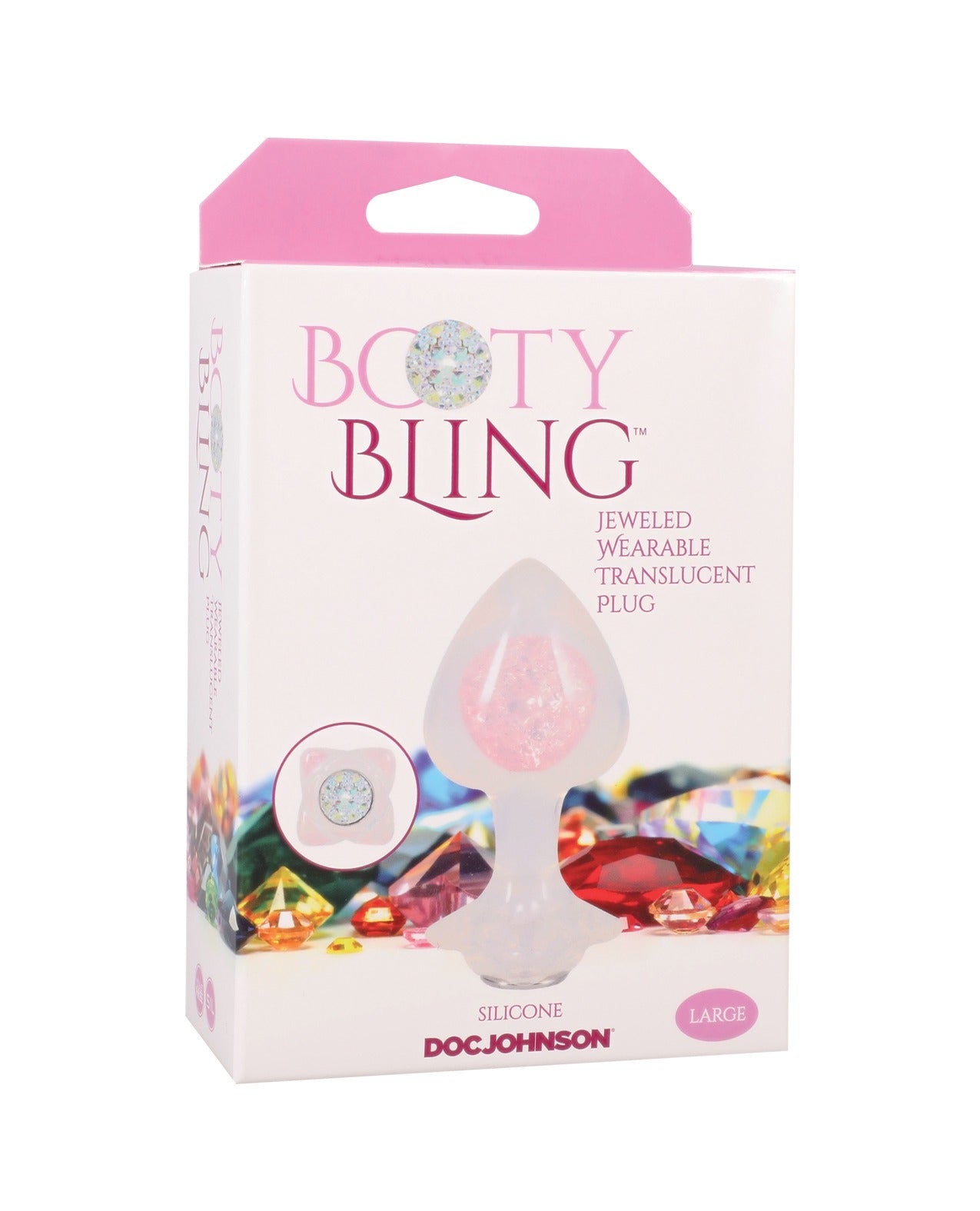 Plug anale gioiello Booty Bling in silicone traslucido con base svasata