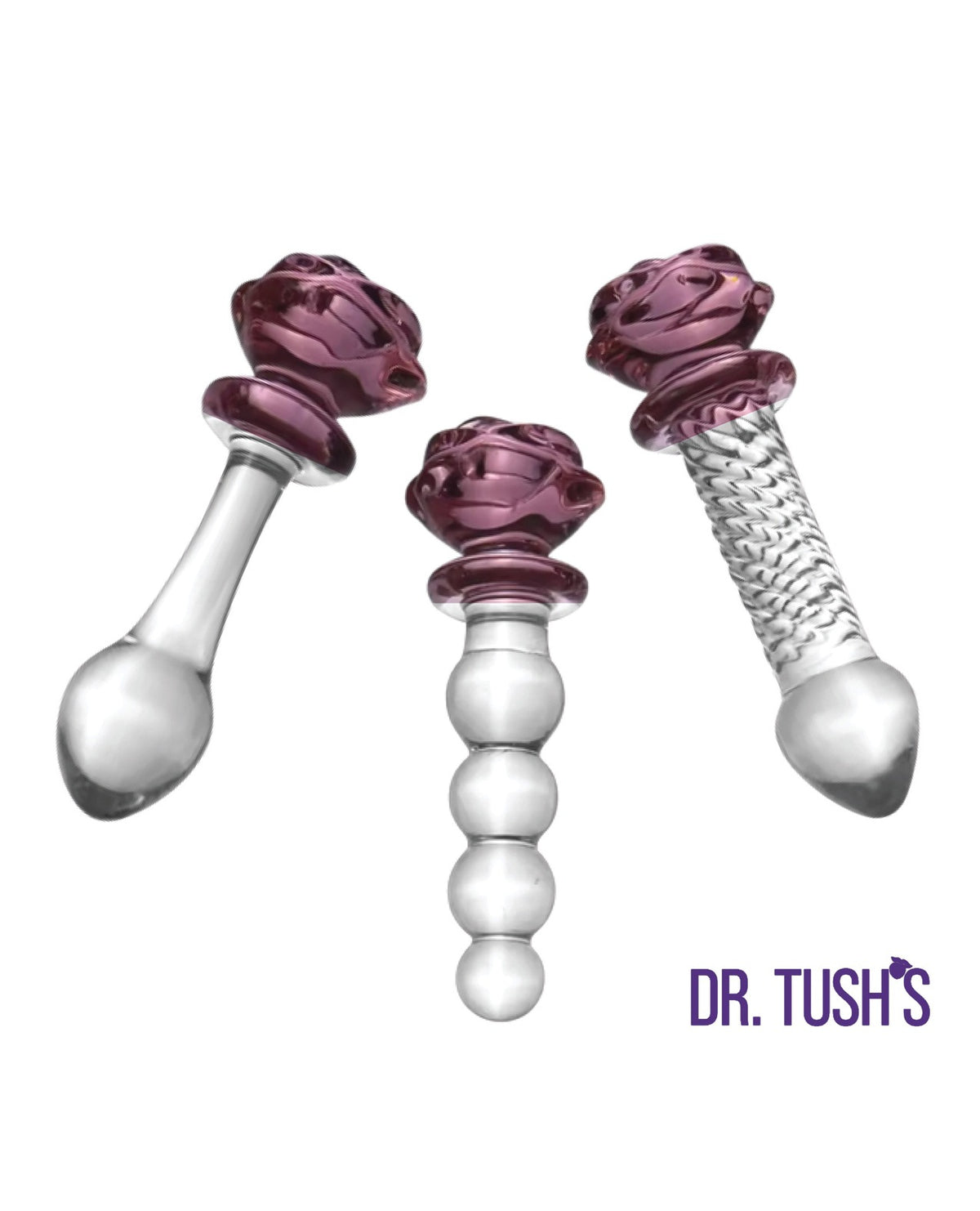 Coffret de plug anal en verre borosilicate Dr. Tushs Premium Glass Rose