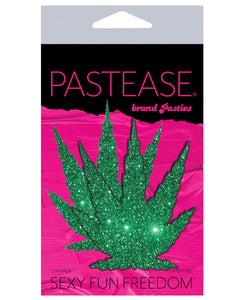 Pastease Premium Glitter Marijuana Leaf - Green O-s