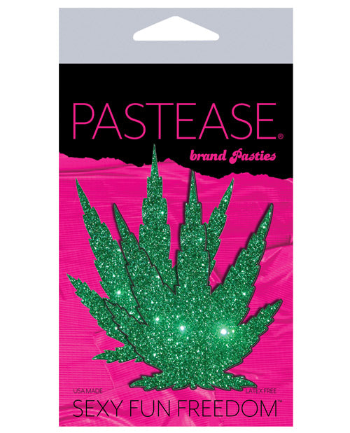 Pastease Premium Glitter Marijuana Leaf - Green O-s
