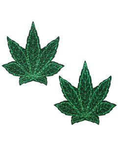 Pastease Premium Glitter Marijuana Leafs - Green O-s