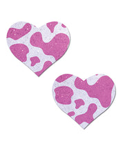 Load image into Gallery viewer, Pastease Premium Cow Print Glittery Velvet Heart - Pink Strawberry O-s
