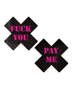 Pastease Premium Fuck You Pay Me Cross - Black-pink O-s