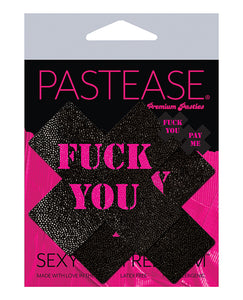Pastease Premium Fuck You Pay Me Cross - Black-pink O-s
