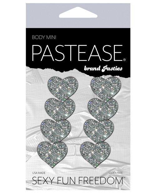 Pastease Premium Mini Glitter Hearts - Silver Pack Of 8