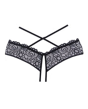 Load image into Gallery viewer, Adore Crayzee Open Panty W-criss Cross Waist Straps &amp; Lace Black O-s
