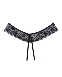 Adore Foreplay Lace & Mesh Front Open Panty Black O-s