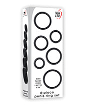 Load image into Gallery viewer, Adam &amp; Eve 6 Pc Silicone Penis Ring Set - Black
