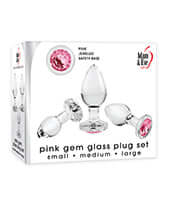 Load image into Gallery viewer, Adam &amp; Eve Pink Gem Glass Plug Set
