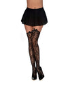 Knitted Lace Design Thigh High Stockings Black O-s