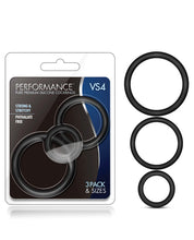 Load image into Gallery viewer, Blush Performance Vs4 Pure Premium Silicone Cockring Set - Black
