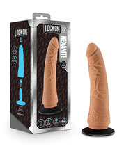 Load image into Gallery viewer, Blush Lock On 7.5&quot; Hexanite Dildo W-suction Cup Adapter - Mocha
