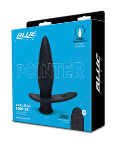 Blue Line Vibrating Anal Plug Pointer W-remote - Black
