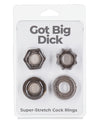 Got Big Dick Penisringe, 4er-Pack, Schwarz