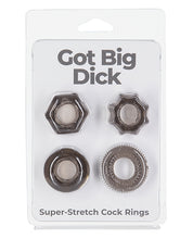 Load image into Gallery viewer, Got Big Dick 4 Pack Cock Rings - Black
