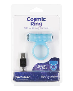 Cosmic Cock Ring M/genopladelig Kugle - 9 Funktioner Glow In The Dark