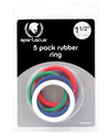 Spartacus 1,5" rubberen cockringset - Regenboog, 5 stuks