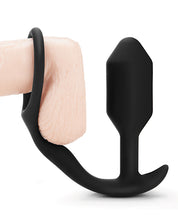 Load image into Gallery viewer, B-vibe Snug &amp; Tug Weighted Silicone &amp; Penis Ring - 128 G Black

