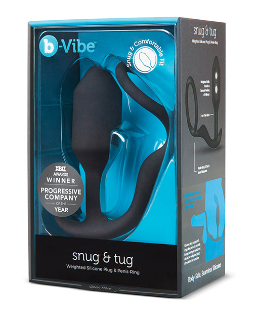 B-vibe Snug & Tug Weighted Silicone & Penis Ring - 128 G Black