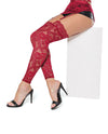 Scallop Stretch Lace Footless Stockings Ruby