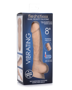 Curve Novelties Fleshstixxx 8" Vibrating Silicone Dildo W/balls