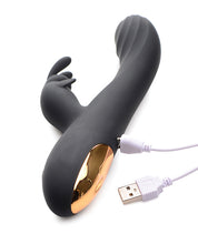 Load image into Gallery viewer, Curve Novelties Power Bunnies Cuddles 10x Silicone Rabbit Vibrator - Black
