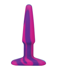 A Play 4" Groovy Silicone Anal Plug - Multicolor-pink