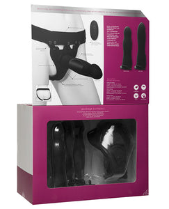Body Extensions Be Naughty Vibrating 4 Piece Strap On Set - Black