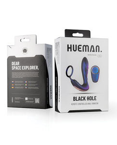 Hueman Black Hole Anal Vibrator W-cock Ring - Purple