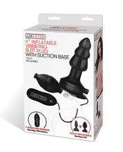 Load image into Gallery viewer, Lux Fetish 4&quot; Inflatable Vibrating Butt Plug W-suction Base - Black

