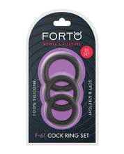 Load image into Gallery viewer, Forto F-61 Liquid 3 Piece Cock Ring Set - Black
