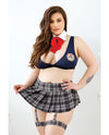 Play Learning Curves Bowtie, Top, Gartered Skirt, G-string Blue