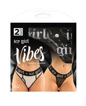 Load image into Gallery viewer, Vibes Buddy Pack Icy Girl Metallic Boy Brief &amp; Lace Thong Black
