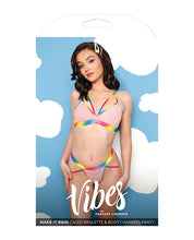 Load image into Gallery viewer, Vibes Make It Rain Caged Bralette &amp; Panty W/booty Rainbow
