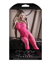 Load image into Gallery viewer, Sheer Fantasy To The Moon Multi Garter Bodystocking Neon Pink
