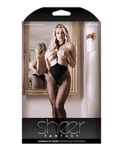 Load image into Gallery viewer, Sheer Fantasy Choker Harness Stockings W-open Crotchless Black O-s
