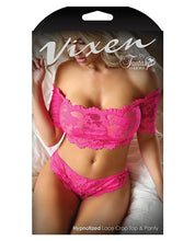 Load image into Gallery viewer, Vixen Hypnotized Lace Crop &amp; Panty Ultra Pink
