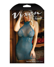 Load image into Gallery viewer, Vixen Teal Me When Halter Net Dress W-floral Lace Design Teal L-xl
