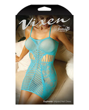 Load image into Gallery viewer, Vixen Stripe Pattern Net Dress Blue
